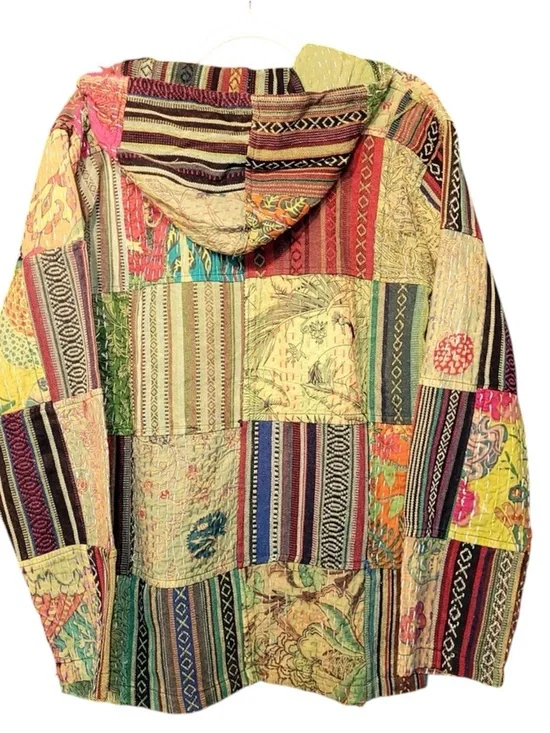 KATMANDU Patchwork Hooded Jacket - Multicolor Boho, size S/M - Picture 3 of 4